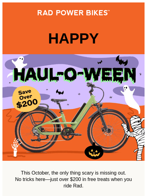 radpowerbikes newsletter: Over $200 in Haul-O-Ween deals! 🎃