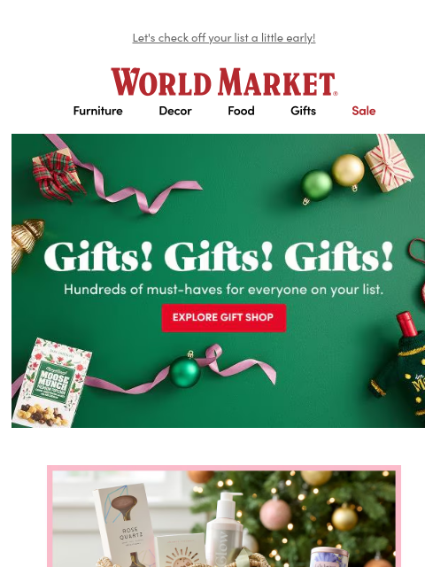 emailworldmarket newsletter: We’re obsessed: Holiday gift ideas for everyone.🎁...