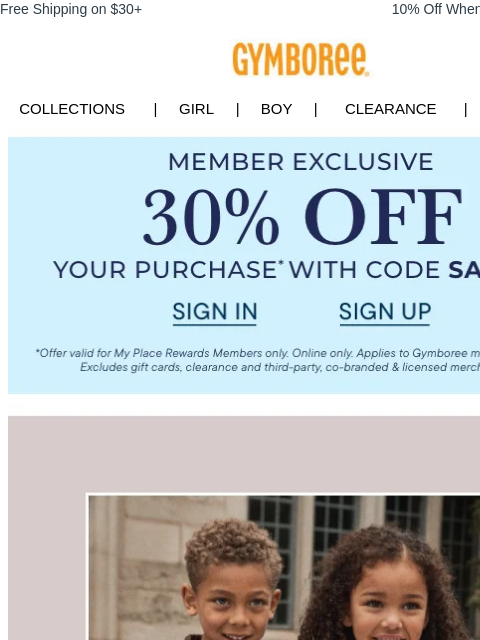 gymboree newsletter: Member EXCLUSIVE ➡️ 30% *Off* Your Order