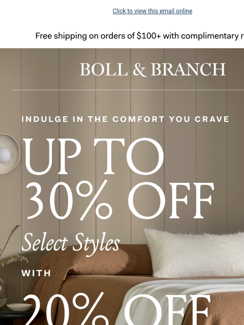 bollandbranch newsletter: UP TO 30% OFF | No min. spend
