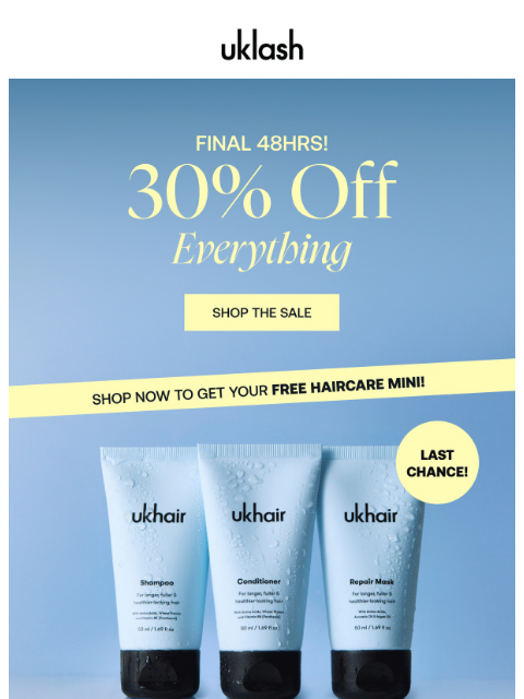 uklash newsletter: 30% off ends tomorrow! + FREE Gift Inside 🎁✨