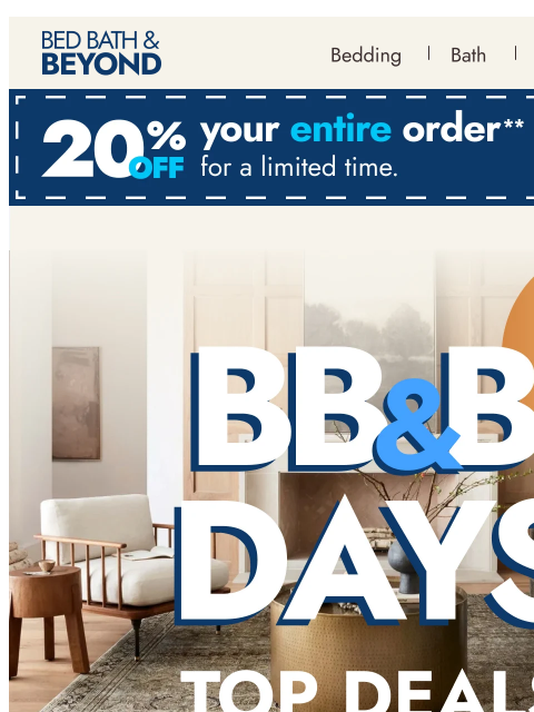 bedbathandbeyond newsletter: BB&B Days deals you’ll love 💙