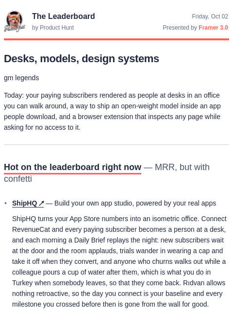 producthunt newsletter: 😸 Steal this site's design