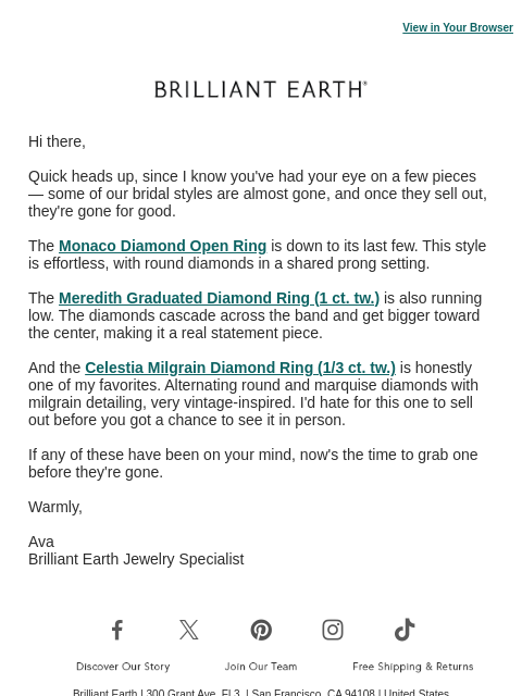 brilliantearth newsletter: Could this be the one?