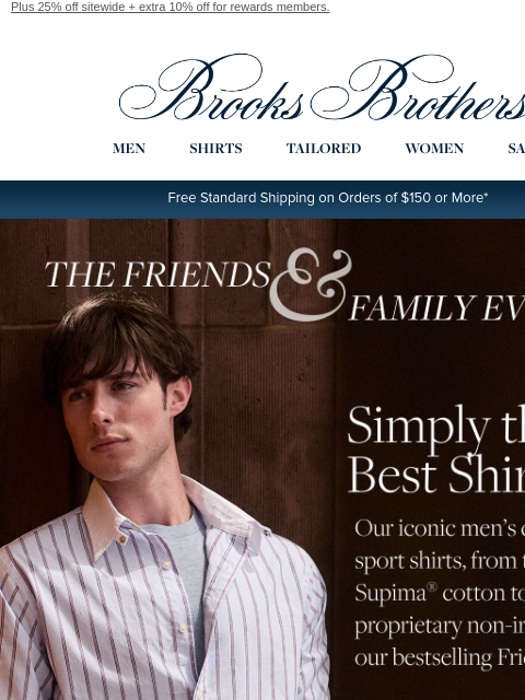 brooksbrothers newsletter: Shirts, 3 for $229, in Friends & Family