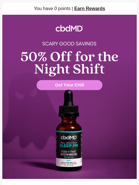 cbdmd newsletter: Get Half Off for the Night Shift