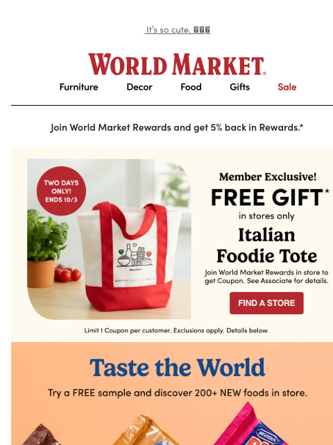 emailworldmarket newsletter: 🛍️ FREE TOTE 🛍️