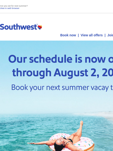 southwest newsletter: Summer 2027 dates open. Secure your seats today!