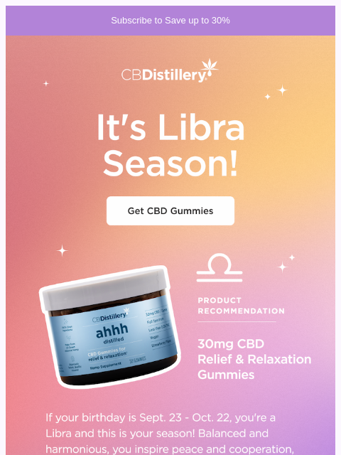 thecbdistillery newsletter: It's Libra season!