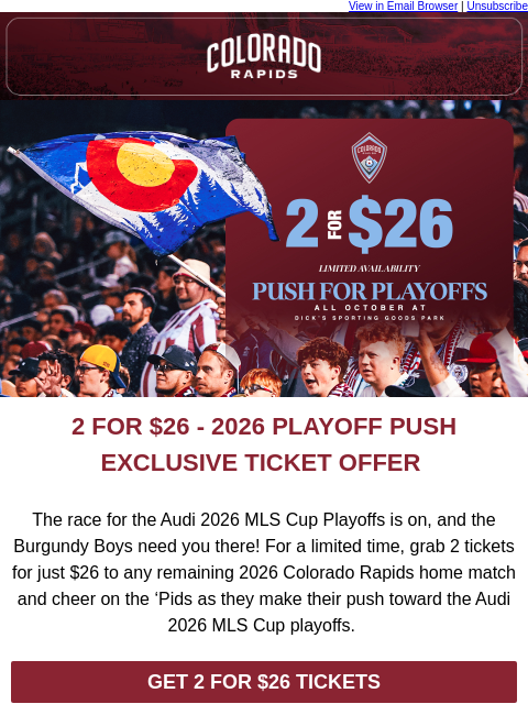 thecoloradorapids newsletter: It's The Playoff Push and Every Match Matters.
