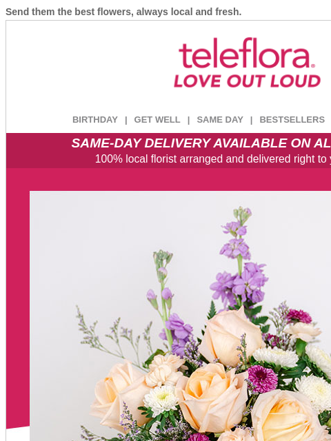 teleflora newsletter: Think Pink 🌺 Save 20% Now