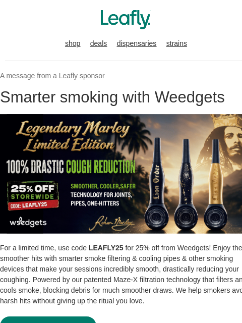 leafly newsletter: Reduce coughing with Weedgets 🍃