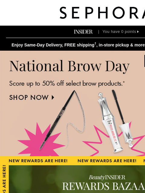 sephora newsletter: Up to 50% off hair and brow must-haves? Yes, pleas...