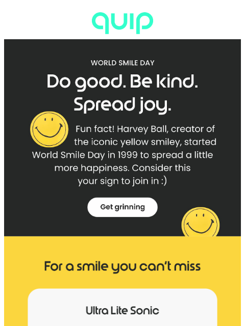 getquip newsletter: Happy World Smile Day! 🌎😄