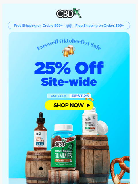 cbdfx newsletter: 3 Days Only: 25% OFF all CBD & THC!