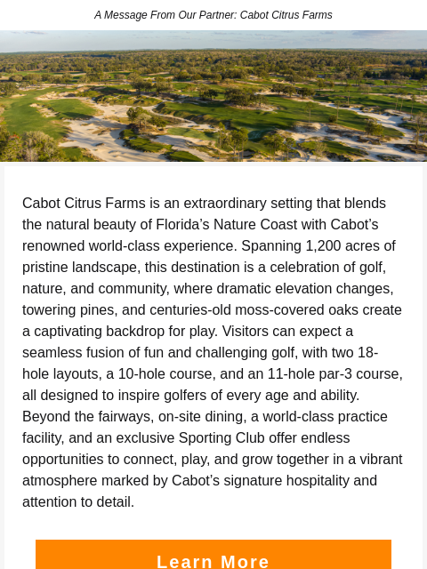 golfdigest newsletter: Step off the green and into your sanctuary