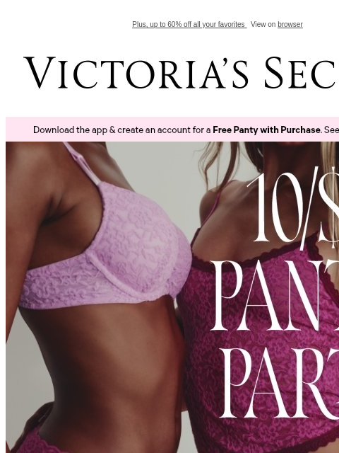 victoriassecret newsletter: 10/$40—Treat Your Top Drawer