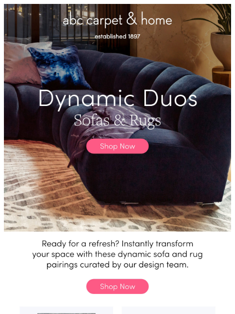 abchome newsletter: Better Together: Sofas & Rugs