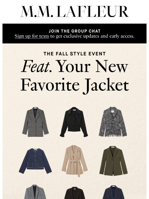 mmlafleur newsletter: Your New Jacket 🤝 30% Off