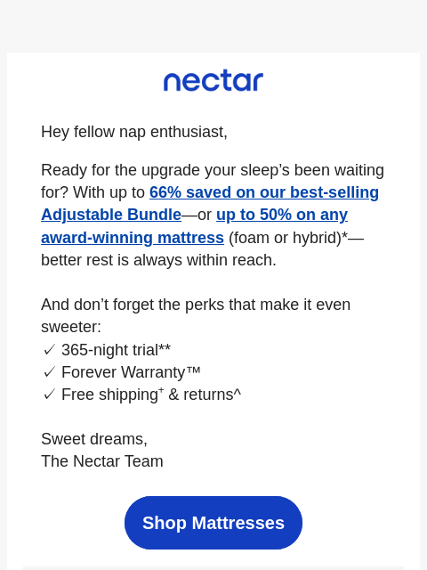 nectarsleep newsletter: Somebody left you a note. It's us. It's savings 💌