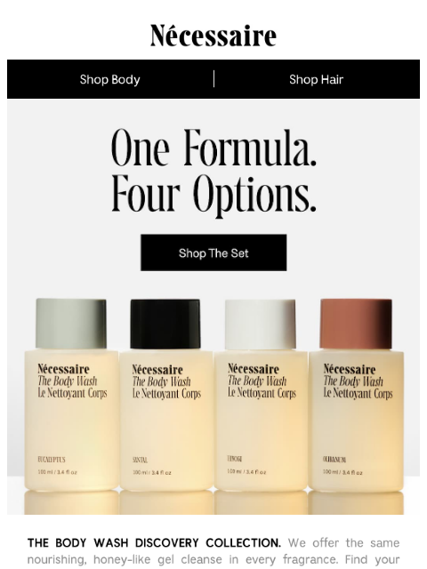 necessaire newsletter: One Formula. Four Options.