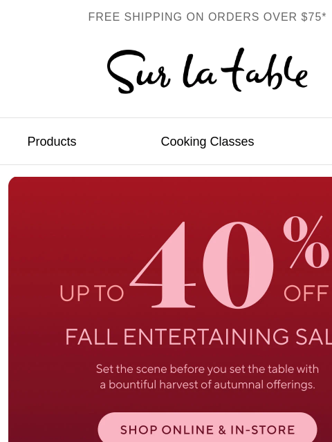 surlatable newsletter: Harvest season, meet harvest savings.
