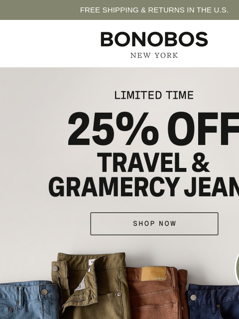 bonobos newsletter: Two Fan Favorites. Now 25% Off.