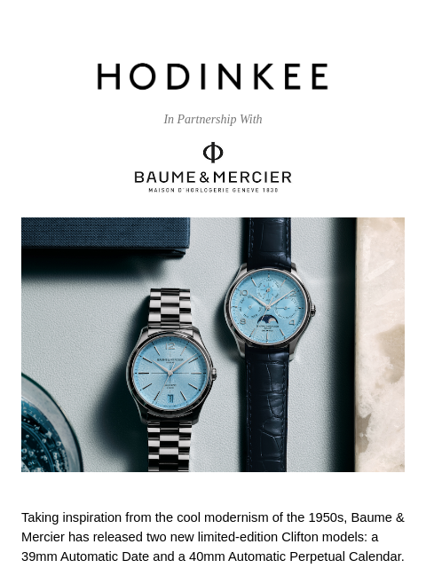 hodinkee newsletter: Mid-Century, Made New: Baume & Mercier’s Modern Cl...