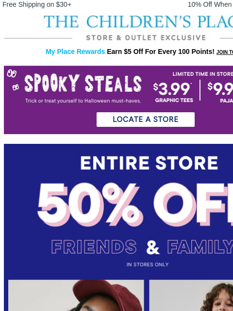 childrensplace newsletter: 📌 Reminder: Your 50% Off Storewide is Waiting