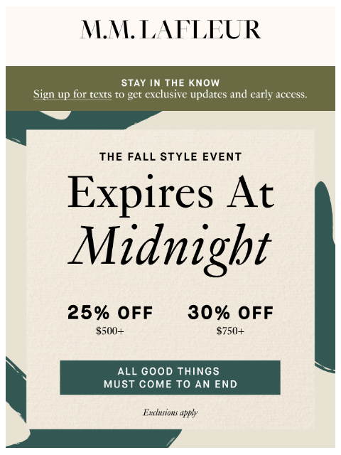 mmlafleur newsletter: FINAL HOURS: The Fall Style Event