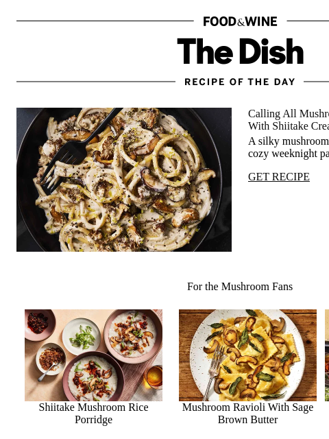 foodandwine newsletter: Bucatini With Shiitake Cream Sauce