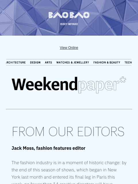 futureplc newsletter: Weekendpaper* | Paris Fashion Week | Irma Boom | F...