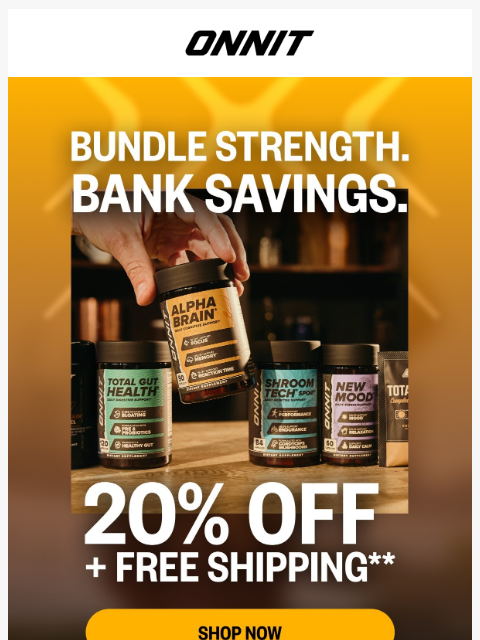 onnit newsletter: Stronger stacks. Lighter price.