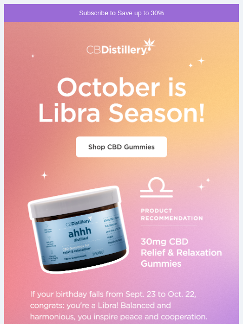 thecbdistillery newsletter: It's Libra Season!