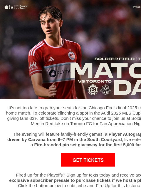 chicagofirefc newsletter: TONIGHT: Chicago Fire vs Toronto FC