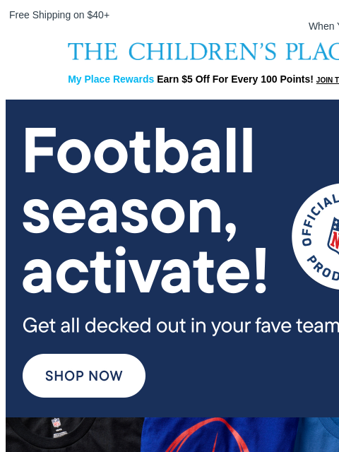 childrensplace newsletter: Touchdown Finds for Every Football Fan 🏈