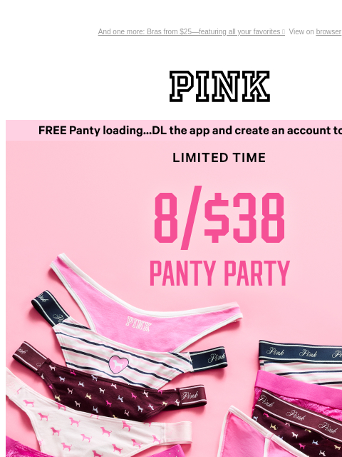vspink newsletter: Eight Reasons to Click: 8/$38 Panties