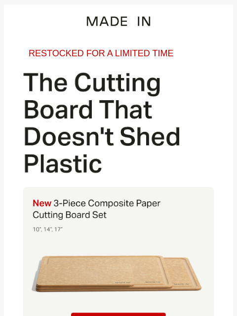 madeincookware newsletter: Sold Out 3x. Now Back for a Limited Time.