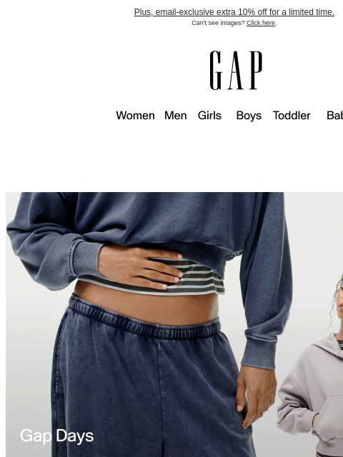 gap newsletter: You've been invited — Gap Days is back with 50% of...