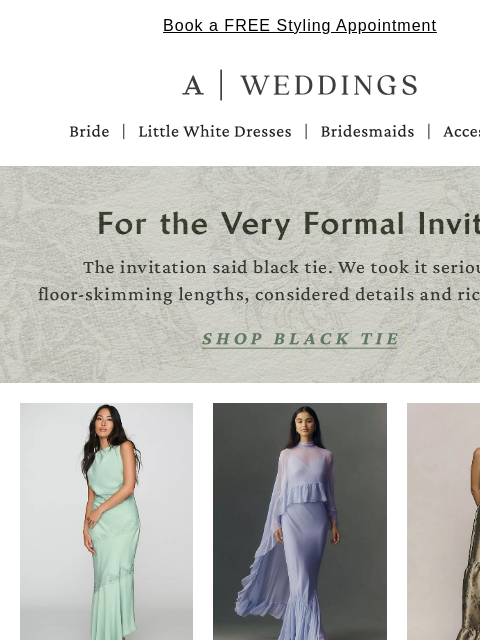 anthropologie newsletter: The dress code: black tie