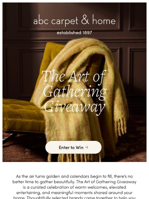 abchome newsletter: Enter to Win: abcDNA Mohair Throw and More!