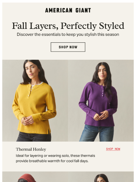 american-giant newsletter: The perfect fall layers, from thermals to premium ...