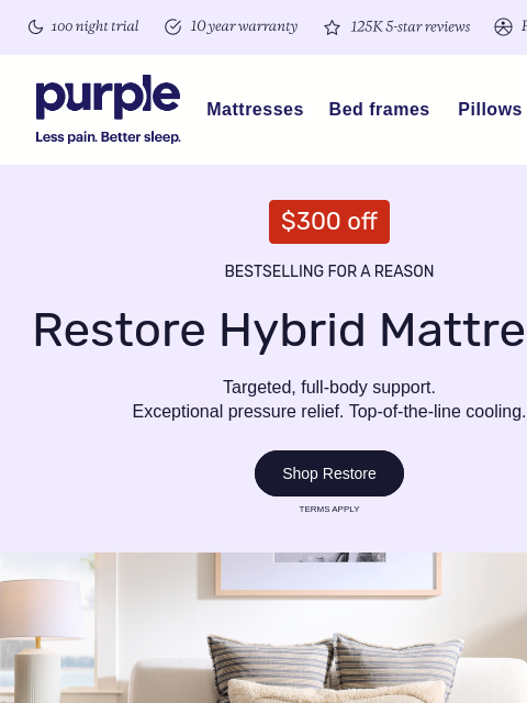 purple newsletter: $300 off the mattress that does it all