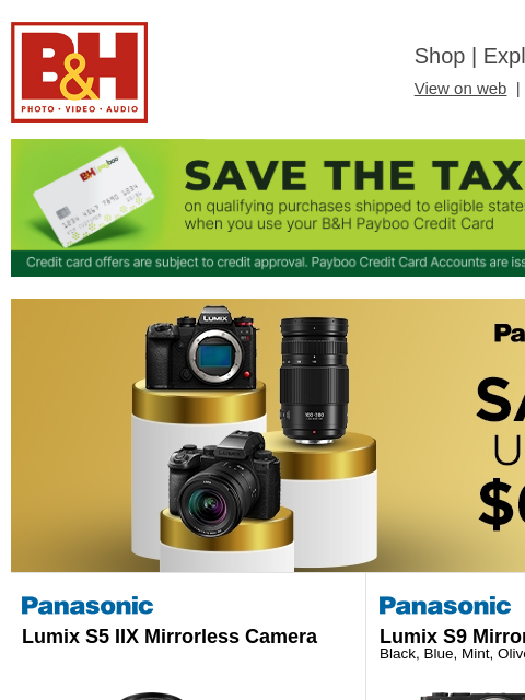 bhphotovideo newsletter: New Deals on Panasonic Cameras & Lenses – Save up ...