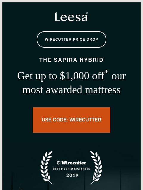 leesasleep newsletter: Save on the Wirecutter-approved Sapira Hybrid