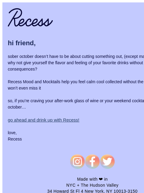 takearecess newsletter: need a drink this sober october?