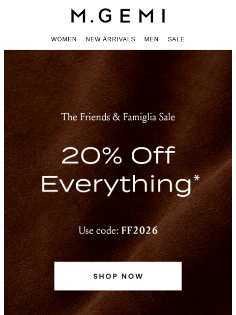 mgemi newsletter: Ready, Set, SALE! Take 20% Off Everything