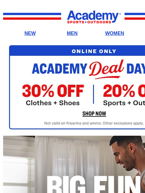 academy newsletter: Online Only: 30% off Clothes + Shoes | 20% Off Spo...