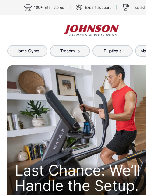 johnsonfit newsletter: 🚨Last Day: Free Delivery & Assembly