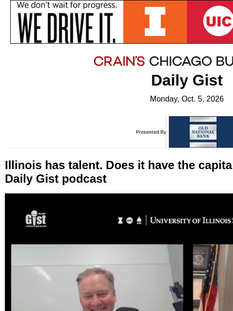 crainalerts newsletter: Illinois has talent. Does it have the capital to k...